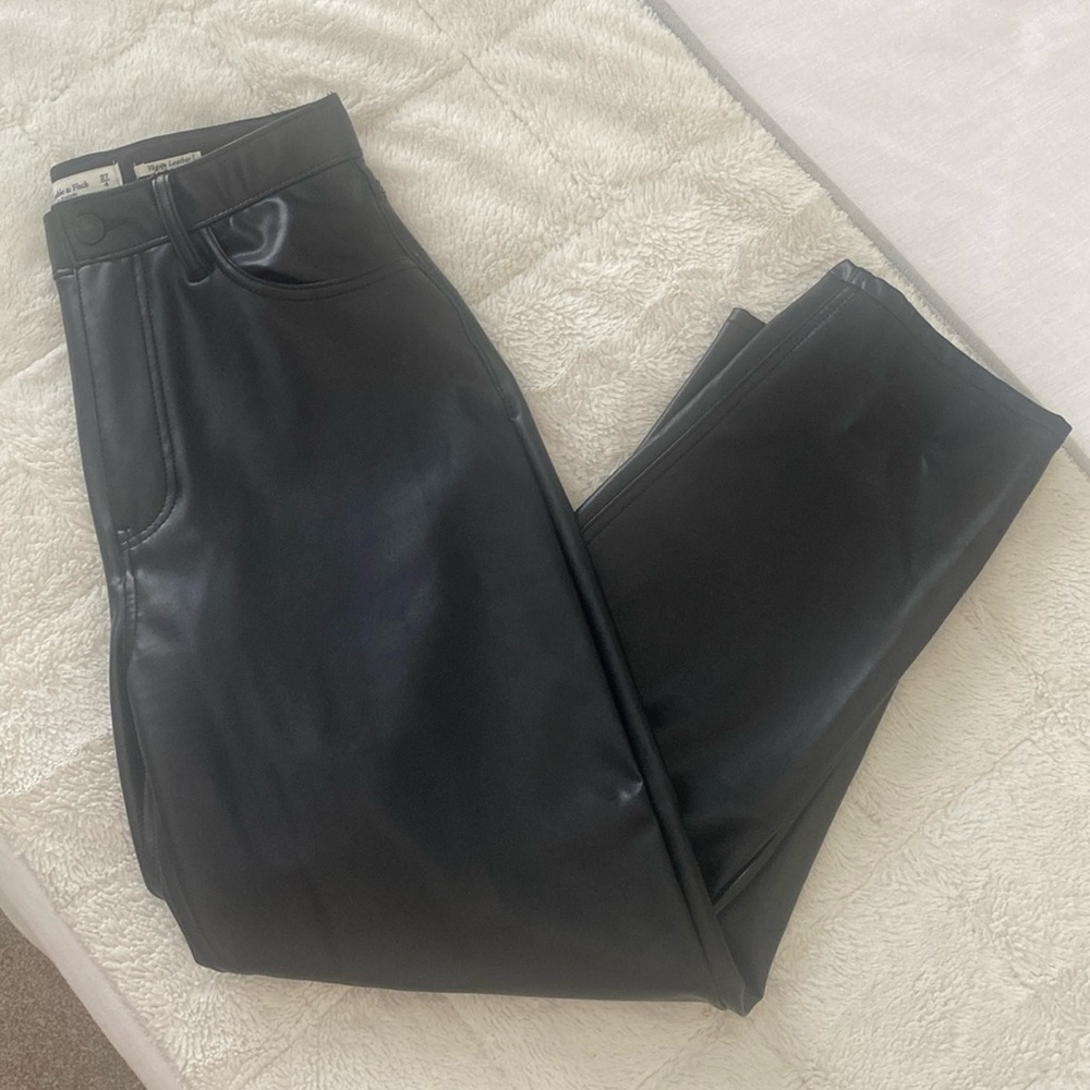 Curve love ankle straight ultra high rise leather pants